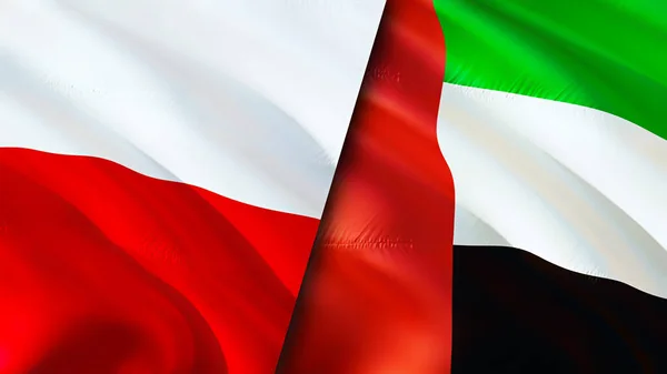 Poland United Arab Emirates Flags Waving Flag Design Poland United — Stock Photo, Image