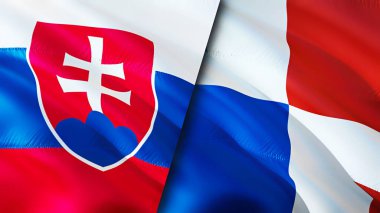 Slovakya ve Panama bayrakları. 3 boyutlu dalgalanan bayrak tasarımı. Slovakya Panama bayrağı, resim, duvar kağıdı. Slovakya, Panama 'ya karşı, görüntü 3 boyutlu. Slovakya Panama ilişkileri ittifak ve ticaret, seyahat, turizm konsepti
