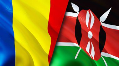 Romanya ve Kenya bayrakları. 3 boyutlu dalgalanan bayrak tasarımı. Romanya Kenya bayrağı, resim, duvar kağıdı. Romanya Kenya 'ya karşı, görüntü 3 boyutlu. Romanya Kenya ilişkileri ittifak ve Ticaret, seyahat ve turizm consepti