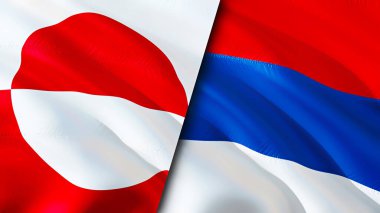 Grönland ve Sırbistan bayrakları. 3 boyutlu dalgalanan bayrak tasarımı. Grönland Sırbistan bayrağı, resim, duvar kağıdı. Grönland, Sırbistan 'a karşı imaj, 3D görüntüleme. Grönland Sırbistan ilişkileri ittifak ve ticaret, seyahat, turnuva