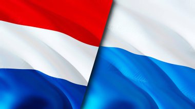 Hollanda ve San Marino bayrakları. 3 boyutlu dalgalanan bayrak tasarımı. Hollanda San Marino bayrağı, resim, duvar kağıdı. Hollanda, San Marino 'ya karşı, görüntü 3D. Hollanda San Marino ilişkileri