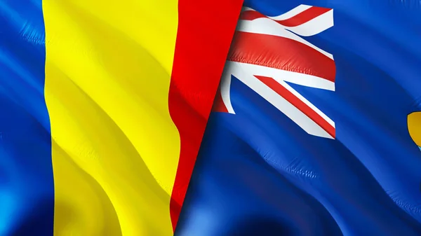 Romania and Saint Helena flags. 3D Waving flag design. Romania Saint Helena flag, picture, wallpaper. Romania vs Saint Helena image,3D rendering. Romania Saint Helena relations alliance an
