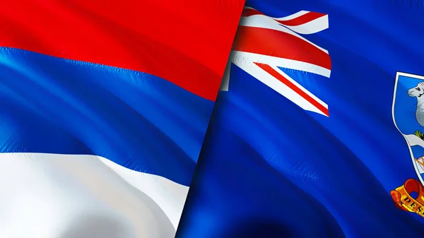 Serbia and Falkland Islands flags. 3D Waving flag design. Serbia Falkland Islands flag, picture, wallpaper. Serbia vs Falkland Islands image,3D rendering. Serbia Falkland Islands relations allianc