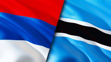 Sırbistan ve Botswana bayrakları. 3 boyutlu dalgalanan bayrak tasarımı. Sırbistan Botswana bayrağı, resim, duvar kağıdı. Sırbistan Botswana 'ya karşı imaj, 3D görüntüleme. Sırbistan Botswana ilişkileri ittifak ve Ticaret, seyahat ve turizm consepti