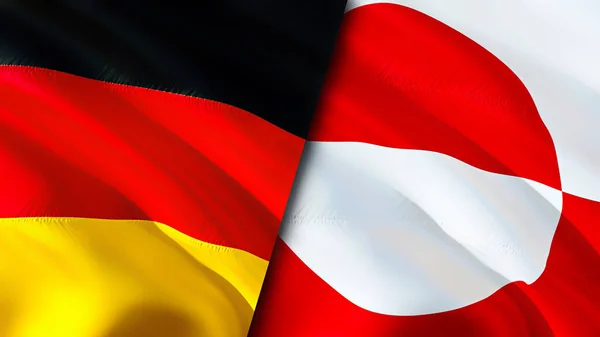 Germany and Greenland flags. 3D Waving flag design. Germany Greenland flag, picture, wallpaper. Germany vs Greenland image,3D rendering. Germany Greenland relations alliance and Trade,travel,touris