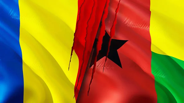 Romania and Guinea Bissau flags. 3D Waving flag design. Romania Guinea Bissau flag, picture, wallpaper. Romania vs Guinea Bissau image,3D rendering. Romania Guinea Bissau relations alliance an