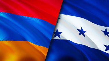 Ermenistan ve Honduras bayrakları. 3 boyutlu dalgalanan bayrak tasarımı. Ermenistan Honduras bayrağı, resim, duvar kağıdı. Ermenistan, Honduras 'a karşı, görüntü 3 boyutlu. Ermenistan Honduras ilişkileri ittifak ve ticaret, seyahat, turnuva