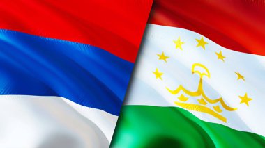 Sırbistan ve Tacikistan bayrakları. 3 boyutlu dalgalanan bayrak tasarımı. Sırbistan Tacikistan bayrağı, resmi, duvar kağıdı. Sırbistan Tacikistan 'a karşı imaj, 3D görüntüleme. Sırbistan Tacikistan ilişkileri ittifak ve Ticaret, seyahat, turnuva