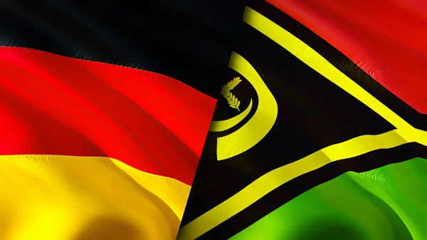 Germany and Vanuatu flags. 3D Waving flag design. Germany Vanuatu flag, picture, wallpaper. Germany vs Vanuatu image,3D rendering. Germany Vanuatu relations alliance and Trade,travel,tourism concep