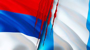 Sırbistan ve Guatemala yara izi kavramına sahip bayraklar. Dalgalanan bayrak, 3 boyutlu görüntüleme. Sırbistan ve Guatemala ihtilaf kavramı. Sırbistan Guatemala ilişkileri kavramı. Sırbistan bayrağı ve Guatemala krizi, savaş, attac