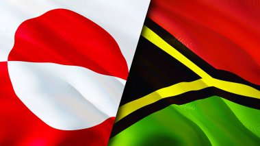 Grönland ve Vanuatu bayrakları. 3 boyutlu dalgalanan bayrak tasarımı. Grönland Vanuatu bayrağı, resim, duvar kağıdı. Grönland, Vanuatu 'ya karşı, görüntü 3 boyutlu. Grönland Vanuatu ilişkileri ittifak ve ticaret, seyahat, turnuva