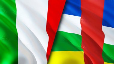 İtalya ve Orta Afrika Cumhuriyeti bayrakları. 3 boyutlu dalgalanan bayrak tasarımı. İtalya Orta Afrika Cumhuriyeti bayrağı, resim, duvar kağıdı. İtalya, Orta Afrika Cumhuriyeti 'ne karşı, görüntü 3D. İtalya Orta Afrika
