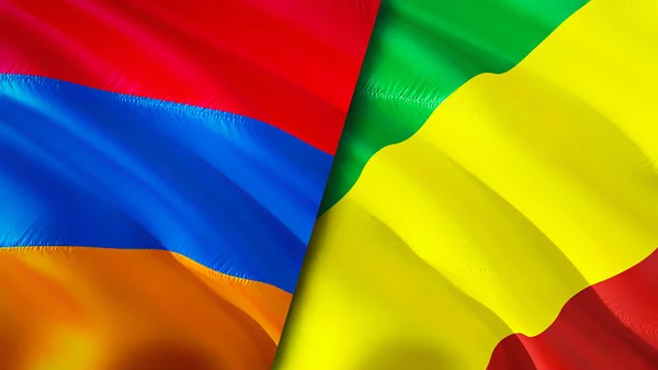 Σημαίες Αρμενίας Και Κονγκό Σχεδιασμός Τρισδιάστατης Κυματιστή Σημαίας Αρμενία Κονγκό — Φωτογραφία Αρχείου