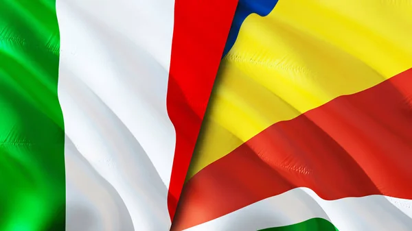 Vlaggen Van Italië Seychellen Waving Vlag Ontwerp Italië Seychellen Vlag — Stockfoto