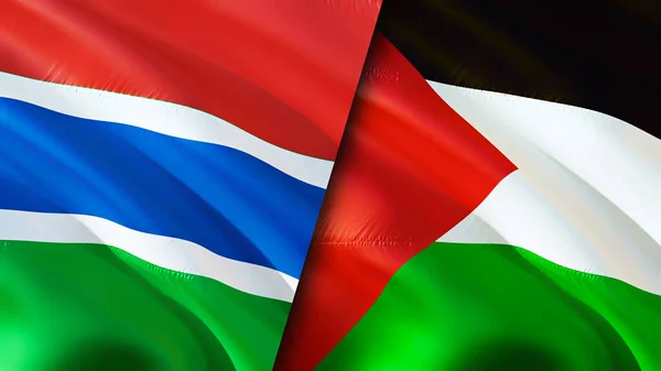 Bandeiras Gâmbia Palestina Acenando Design Bandeira Gâmbia Palestina Bandeira Imagem — Fotografia de Stock