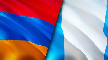 Ermenistan ve Guatemala bayrakları. 3 boyutlu dalgalanan bayrak tasarımı. Ermenistan Guatemala bayrağı, resim, duvar kağıdı. Ermenistan, Guatemala 'ya karşı, görüntü 3 boyutlu. Ermenistan Guatemala ilişkileri ittifak ve ticaret, seyahat, turnuva