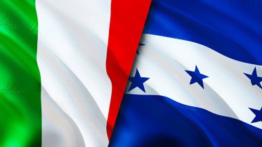 İtalya ve Honduras bayrakları. 3 boyutlu dalgalanan bayrak tasarımı. İtalya Honduras bayrağı, resim, duvar kağıdı. İtalya, Honduras 'a karşı, görüntü 3 boyutlu. İtalya Honduras ilişkileri ittifak ve ticaret, seyahat, turizm konsepti