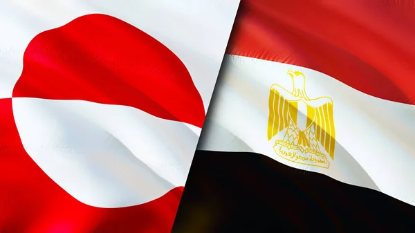 Greenland and Egypt flags. 3D Waving flag design. Greenland Egypt flag, picture, wallpaper. Greenland vs Egypt image,3D rendering. Greenland Egypt relations alliance and Trade,travel,tourism concep