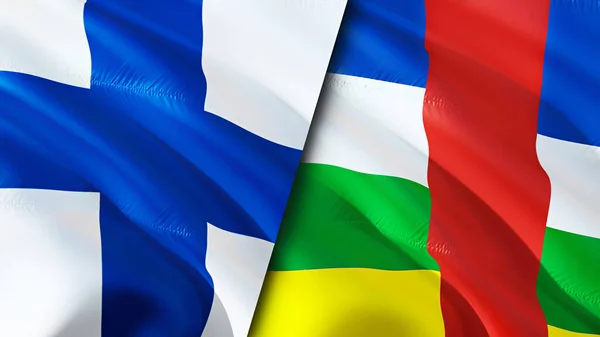 Finland and Central African Republic flags. 3D Waving flag design. Finland Central African Republic flag, picture, wallpaper. Finland vs Central African Republic image,3D rendering. Finland Centra