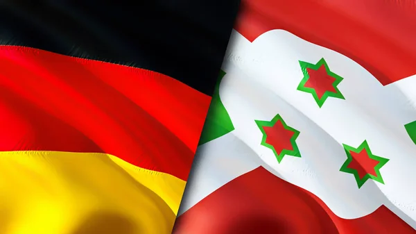 Germany and Burundi flags. 3D Waving flag design. Germany Burundi flag, picture, wallpaper. Germany vs Burundi image,3D rendering. Germany Burundi relations alliance and Trade,travel,tourism concep