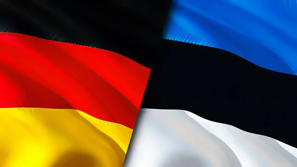 Germany and Estonia flags. 3D Waving flag design. Germany Estonia flag, picture, wallpaper. Germany vs Estonia image,3D rendering. Germany Estonia relations alliance and Trade,travel,tourism concep