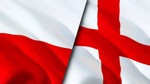 Polen Engeland Vlaggen Waving Vlag Ontwerp Polen Engeland Vlag Foto — Stockfoto