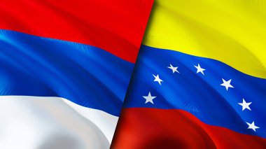 Sırbistan ve Venezuela bayrakları. 3 boyutlu dalgalanan bayrak tasarımı. Sırbistan Venezuela bayrağı, resim, duvar kağıdı. Sırbistan, Venezuela 'ya karşı imaj, 3D görüntüleme. Sırbistan Venezuela ilişkileri ittifak ve ticaret, seyahat, turnuva