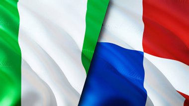 Nijerya ve Panama bayrakları. 3 boyutlu dalgalanan bayrak tasarımı. Nijerya Panama bayrağı, resim, duvar kağıdı. Nijerya, Panama imajına karşı, 3 boyutlu canlandırma. Nijerya Panama ilişkileri ittifak ve ticaret, seyahat, turizm konsepti