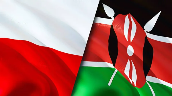 Flaggen Aus Polen Und Kenia Fahnenschwenken Polen Kenia Flagge Bild — Stockfoto
