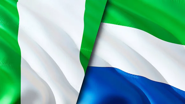Nigeria Sierra Leone Vlaggen Waving Vlag Ontwerp Nigeria Sierra Leone — Stockfoto