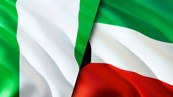 Flaggen Nigerias Und Kuwaits Fahnenschwenken Nigeria Kuwait Flagge Bild Tapete — Stockfoto