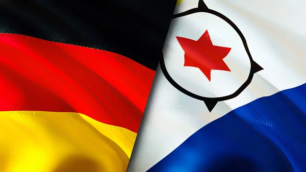 Germany and Bonaire flags. 3D Waving flag design. Germany Bonaire flag, picture, wallpaper. Germany vs Bonaire image,3D rendering. Germany Bonaire relations alliance and Trade,travel,tourism concep