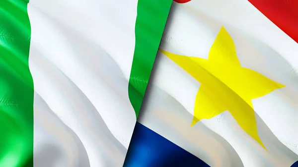 Nigeria Saba Island Flags Waving Flag Design Nigeria Saba Island — Stock Photo, Image