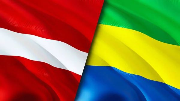 Flagi Łotwy Gabonu Projektowanie Flagi Łotwa Gabon Flaga Obraz Tapeta — Zdjęcie stockowe