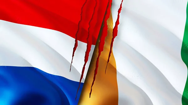 Нідерланди Прапори Кот Івуар Поняттям Шрамів Прапор Рендеринг Нідерланди Концепція — стокове фото