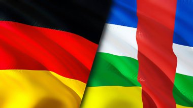 Almanya ve Orta Afrika Cumhuriyeti bayrakları. 3 boyutlu dalgalanan bayrak tasarımı. Almanya Orta Afrika Cumhuriyeti bayrağı, resim, duvar kağıdı. Almanya, Orta Afrika Cumhuriyeti 'ne karşı, görüntü 3D. Almanya Merkez