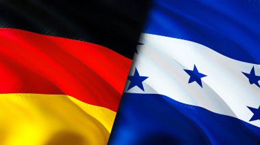 Almanya ve Honduras bayrakları. 3 boyutlu dalgalanan bayrak tasarımı. Almanya Honduras bayrağı, resim, duvar kağıdı. Almanya, Honduras 'a karşı, görüntü 3 boyutlu. Almanya Honduras ilişkileri ittifak ve ticaret, seyahat, turnuva