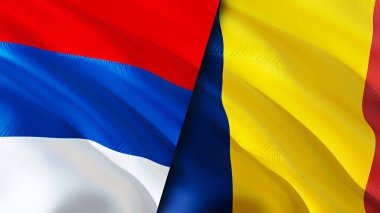 Sırbistan ve Çad bayrakları. 3 boyutlu dalgalanan bayrak tasarımı. Sırbistan Çad bayrağı, resim, duvar kağıdı. Sırbistan, Chad 'e karşı imaj, 3 boyutlu canlandırma. Sırbistan Çad ilişkileri ittifak ve Ticaret, Seyahat ve turizm consepti