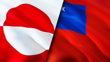 Grönland ve Samoa bayrakları. 3 boyutlu dalgalanan bayrak tasarımı. Grönland Samoa bayrağı, resim, duvar kağıdı. Grönland Samoa 'ya karşı, görüntü 3 boyutlu. Grönland Samoa ilişkileri ittifak ve ticaret, seyahat, turizm konsepti