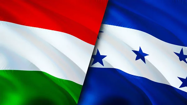 Hungary and Honduras flags. 3D Waving flag design. Hungary Honduras flag, picture, wallpaper. Hungary vs Honduras image,3D rendering. Hungary Honduras relations alliance and Trade,travel,touris