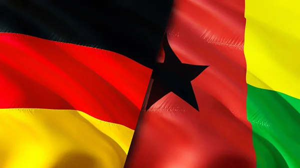 Germany and Guinea Bissau flags. 3D Waving flag design. Germany Guinea Bissau flag, picture, wallpaper. Germany vs Guinea Bissau image,3D rendering. Germany Guinea Bissau relations alliance an