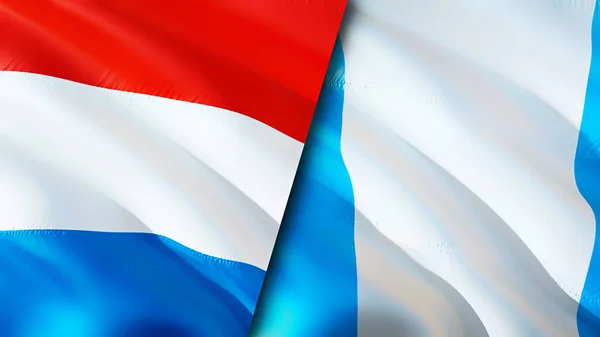 Люксембург Гватемала Прапори Waving Flag Прапор Гватемали Малюнок Шпалери Люксембург — стокове фото