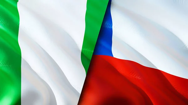 Nigeria and Chile flags. 3D Waving flag design. Nigeria Chile flag, picture, wallpaper. Nigeria vs Chile image,3D rendering. Nigeria Chile relations alliance and Trade,travel,tourism concep