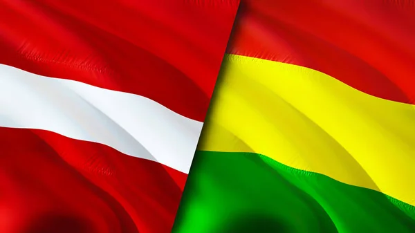 Latvia and Bolivia flags. 3D Waving flag design. Latvia Bolivia flag, picture, wallpaper. Latvia vs Bolivia image,3D rendering. Latvia Bolivia relations alliance and Trade,travel,tourism concep