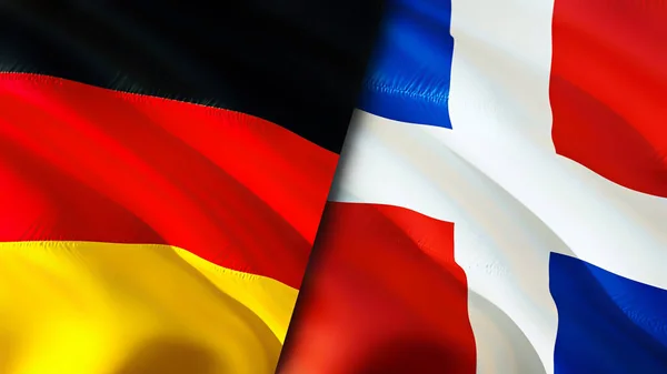 Vlajky Německa Dominikánské Republiky Návrh Vlnění Vlajky Německo Dominikánská Republika — Stock fotografie