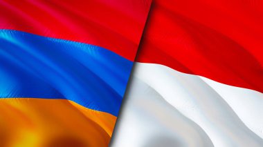 Ermenistan ve Monako bayrakları. 3 boyutlu dalgalanan bayrak tasarımı. Ermenistan Monako bayrağı, resim, duvar kağıdı. Ermenistan, Monako 'ya karşı, görüntü 3 boyutlu. Ermenistan Monako ilişkileri ittifak ve ticaret, seyahat, turizm