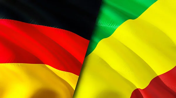 Bandiere Germania Congo Progettazione Bandiera Sventolante Germania Congo Bandiera Immagine — Foto Stock