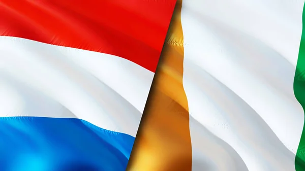 Luxembourg Cote Ivoire Flags Waving Flag Design Luxembourg Cote Ivoire — Stock Photo, Image
