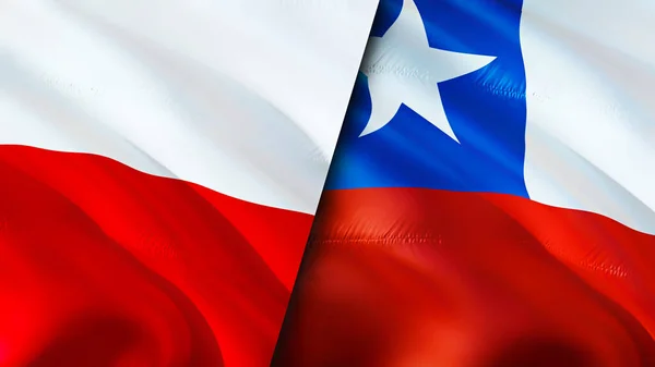 Флаги Польши Чили Wawing Дизайн Флага Флаг Польши Чили Фото — стоковое фото