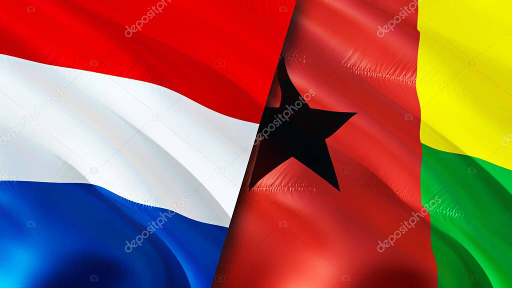 Banderas de Holanda y Guinea Bissau. Diseño de banderas 3D Waving